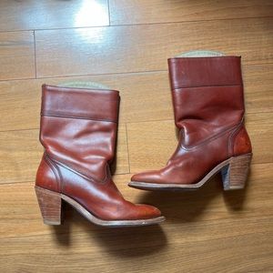 Frye Boots: Red/Brown Leather